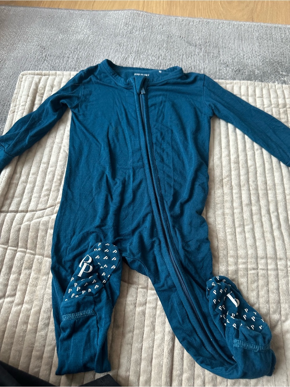 Posh Peanut Teal Blue Long-Sleeve Footed One-Piece